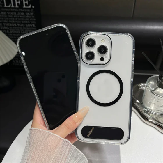 Transparent Phone Case with Kickstand for iPhone,Black